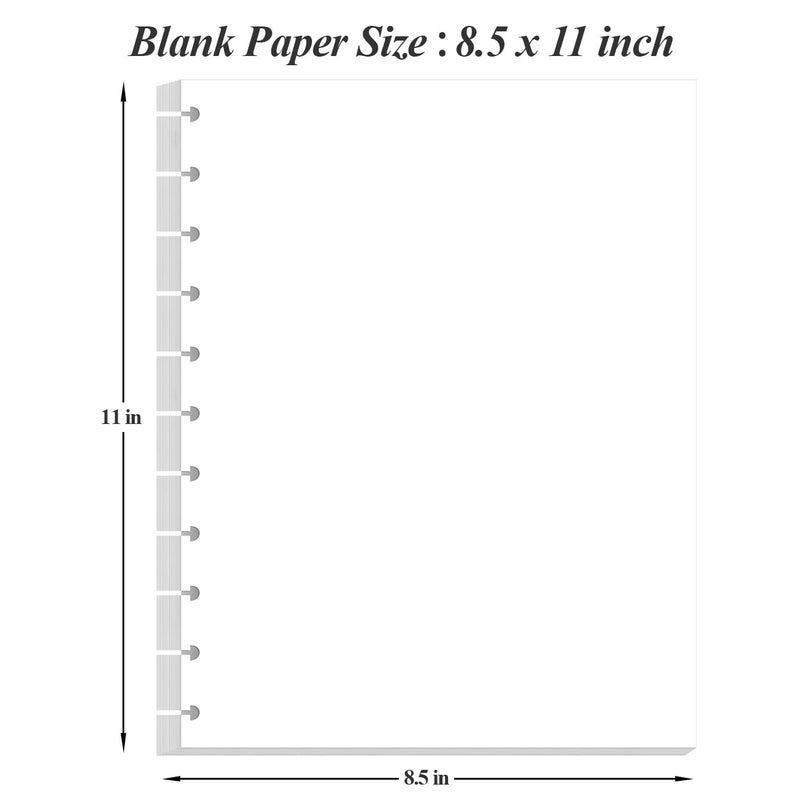 Yaridar Letter Size Blank Refill Paper, 11-Disc Discbound Blank Paper, 100Sheets / 200Pages TUL Blank Filler Paper, 100gsm White Paper, 8.5'' x 11'' - Image 4