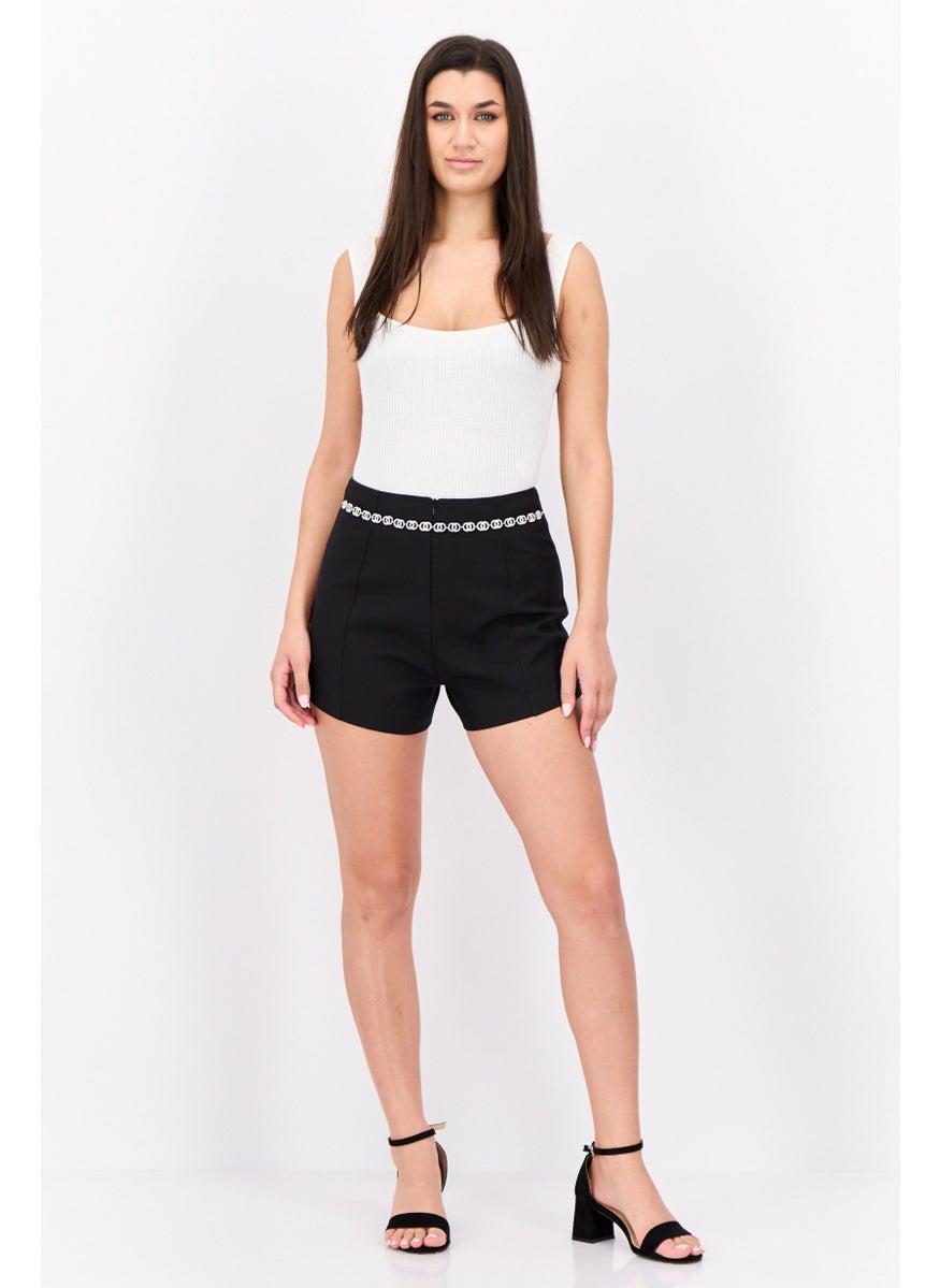 STEVE MADDEN - Women Plain Chain Basic Shorts, Black - Image 1