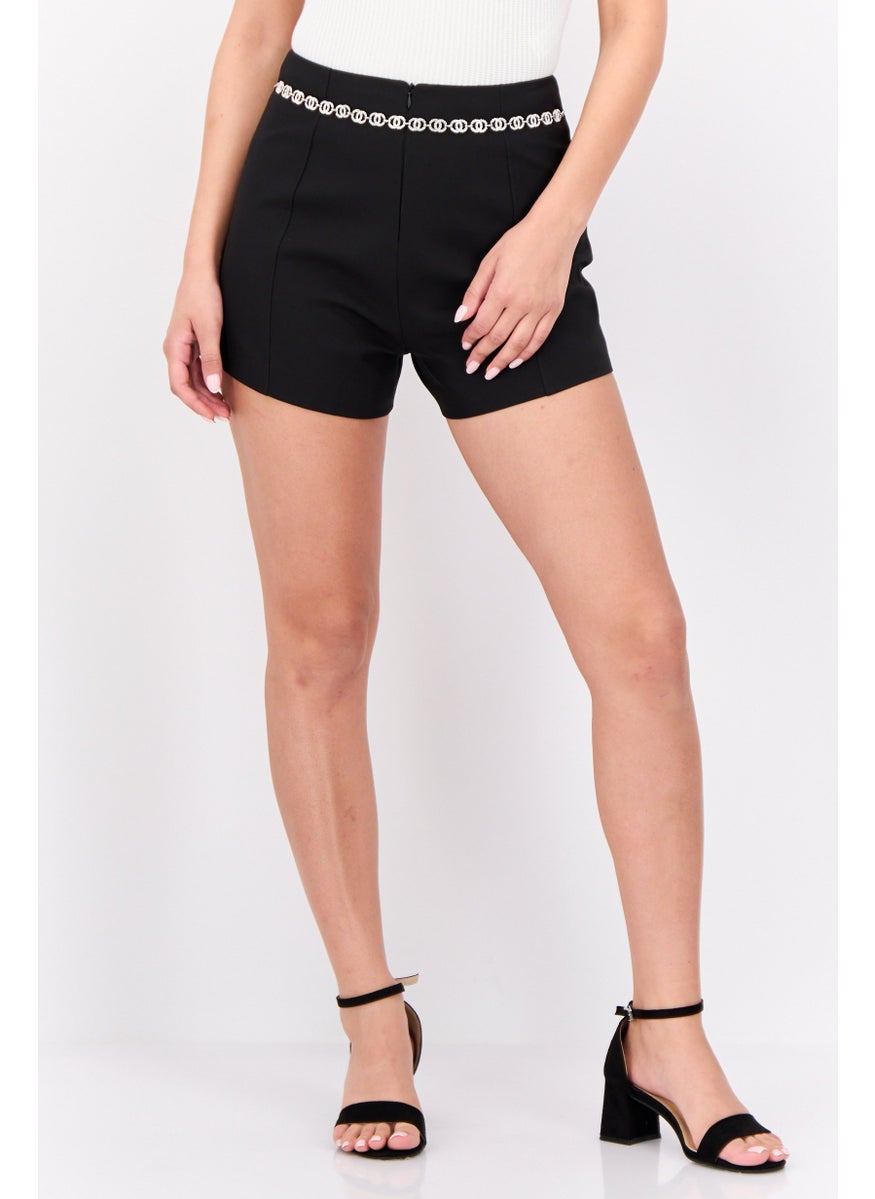 STEVE MADDEN - Women Plain Chain Basic Shorts, Black - Image 1