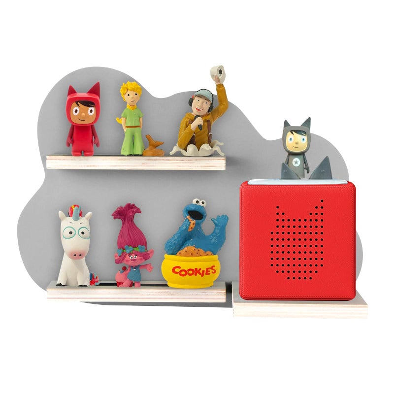 QILUCKY Wall Shelf for Toniebox and TonieCharging Station and 14 Tonie Figures CharactersMagnetic Wooden Shelf Compatible with Toniebox Audio Player Character Easy Install Gray - Image 2