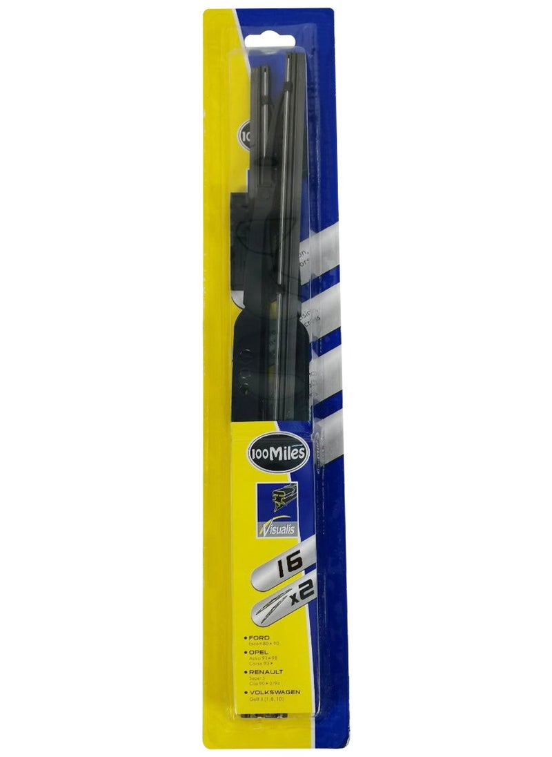 100Miles 100miles 16 inch Professional Grade 2 Pcs Car Wiper Blades Universal Car Wiper Blades  - Image 5