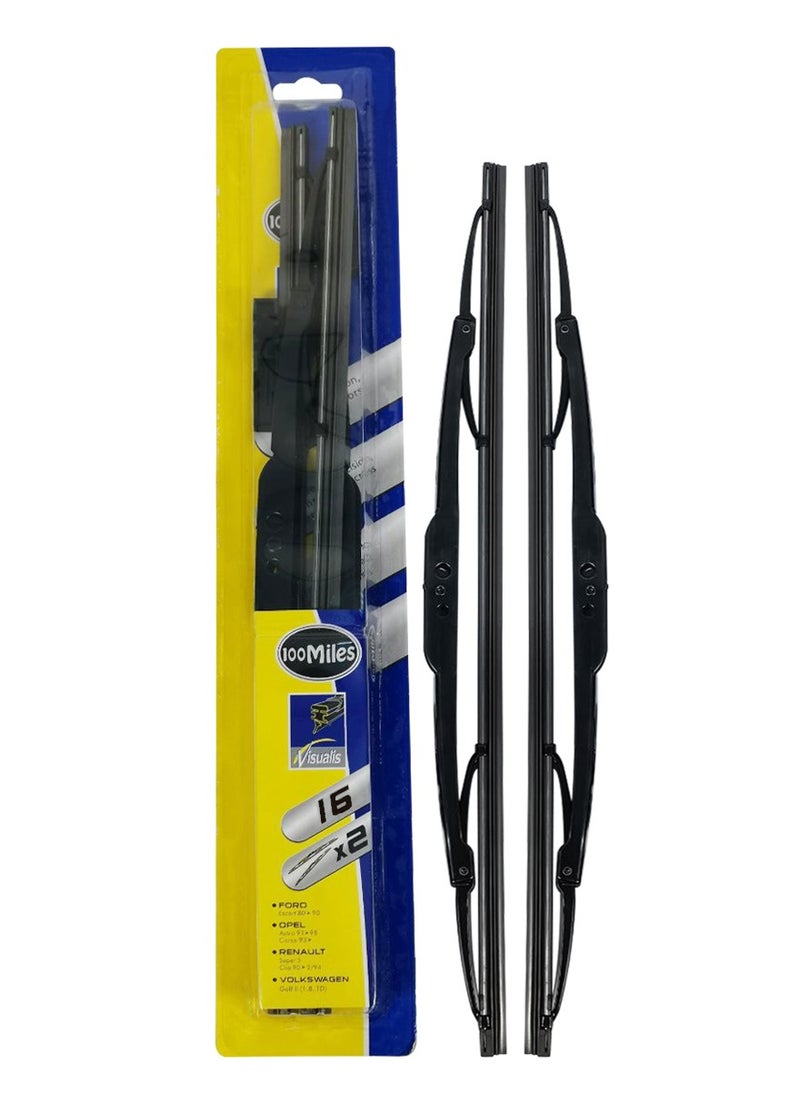 100Miles 100miles 16 inch Professional Grade 2 Pcs Car Wiper Blades Universal Car Wiper Blades  - Image 2