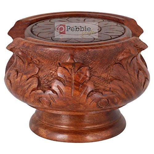 PEBBLECRAFTS Wooden Coasters for Drinks Set of 6 – Solid Wood Coasters with Holder | Round Table Coasters for Coffee Table, Bar, Kitchen & Office | Table Coaster | Perfect Housewarming Gift - Image 5