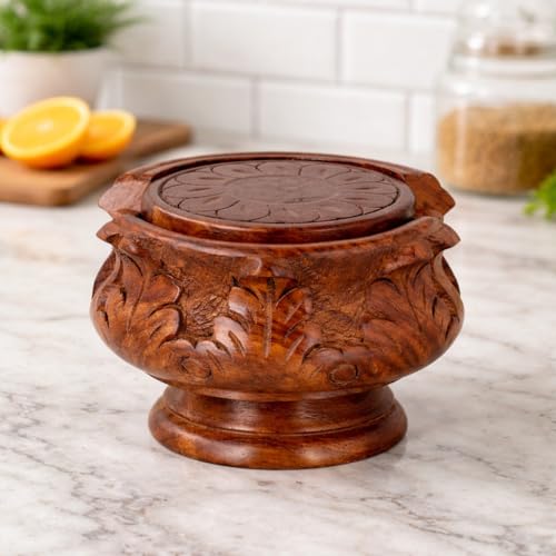 PEBBLECRAFTS Wooden Coasters for Drinks Set of 6 – Solid Wood Coasters with Holder | Round Table Coasters for Coffee Table, Bar, Kitchen & Office | Table Coaster | Perfect Housewarming Gift - Image 1
