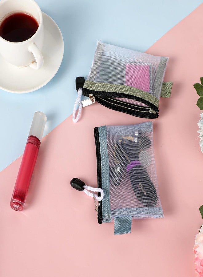Hariendny 9 Pack Mini Zipper Mesh Bags Small Mesh Pouch 4.3" x 3" Mini Earphone Pouch Coin Purse, Card Key Holder, Portable Travel Makeup Cosmetic Pouches Meshes Zipper Bags for Lipstick Earphone - Image 5