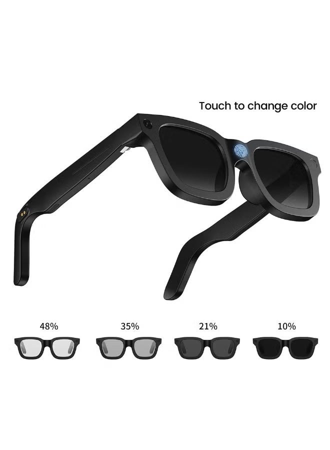BlueFire Electrochromic AI Smart Glasses E02C with HD Camera 1080P Video Bluetooth Smart Sunglasses Auto Tint 4 Speed AI Translation Voice Control Music Calls 32GB Storage Black - Image 1