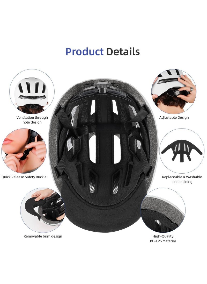 ULIP Smart Bicycle Helmet With Front Rear Led Light Detachable Visor And Lining For Adults Men Women Bike Skateboard Cycling Roller Scooter Commute  - Image 2