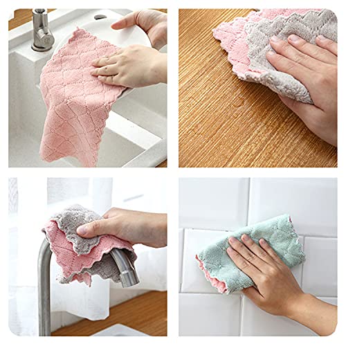 SAOYOAS 12 Pack Kitchen Towels Quick Dry Washcloths, Coral Velvet Dishtowels Multipurpose Reusable Cloths, Soft Tea Absorbent Cleaning Cloths Double-Sided Microfiber Lint Free Rags. - Image 4