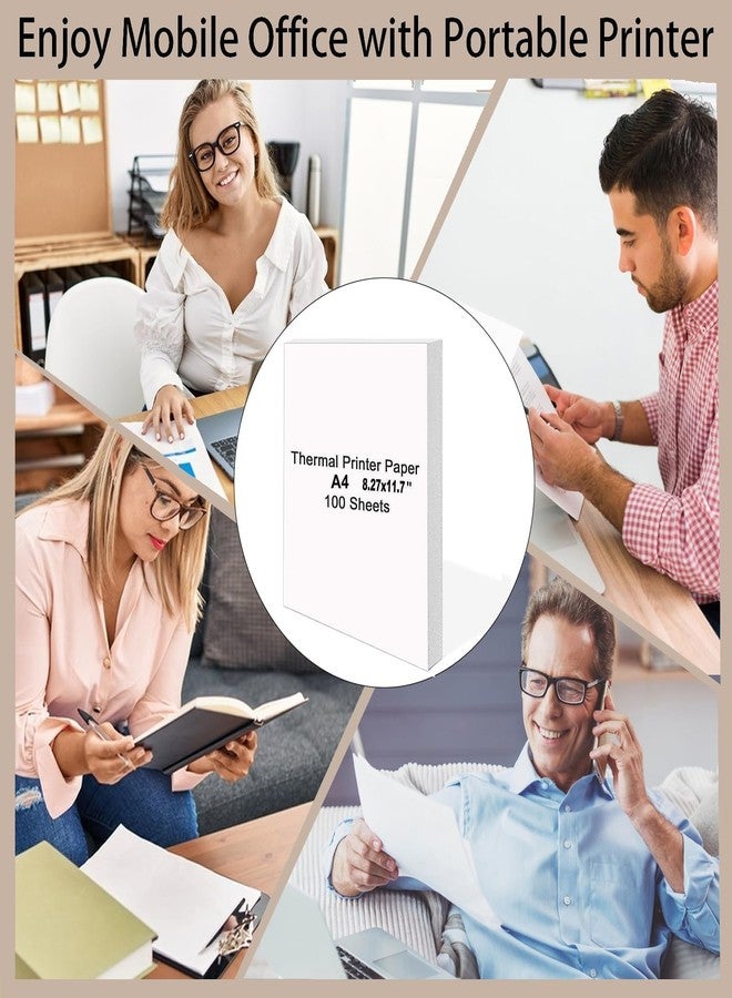باج في هاندباج برو ورق طباعة A4، ورق حراري 8.27 بوصة × 11.7 بوصة، ورق A4 للطابعات الحرارية المحمولة، ورق طباعة حراري سريع الجفاف، متوافق مع طابعات MT800/MT800Q/M08F/PJ762/PJ763MFi التي لا تحتاج إلى حبر، 100 ورقة - Image 3