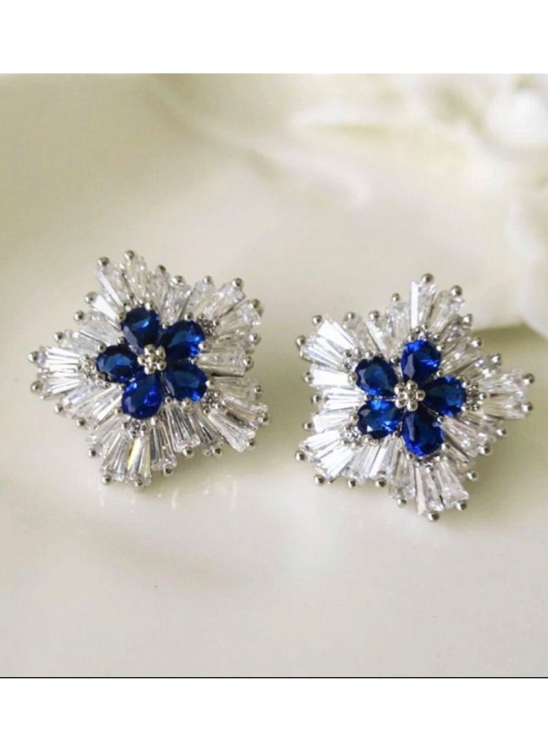 Dangle Charms Luxury & Elegant Silver Plated Earrings For Women Inlaid With High Quality Zirconia  - Image 1