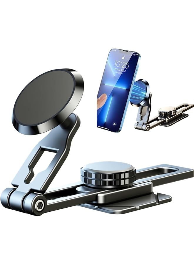 Green Tiger Alloy Folding Magnetic Car Phone Holder, 360° Rotatable Universal Cell Phone Mount with 6 Strong Magnets, Dashboard Phone Holder for Cars Compatible with All Smartphone - Image 1