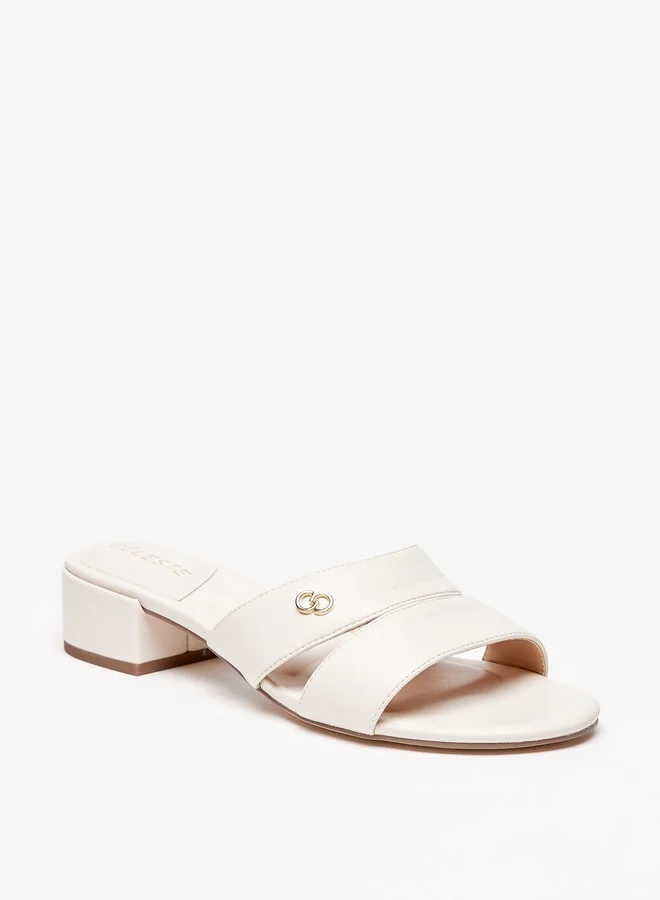 سيليست Women'S Solid Slip-On Sandals With Block Heels