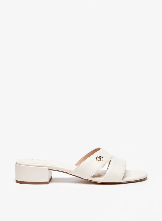 سيليست Women'S Solid Slip-On Sandals With Block Heels