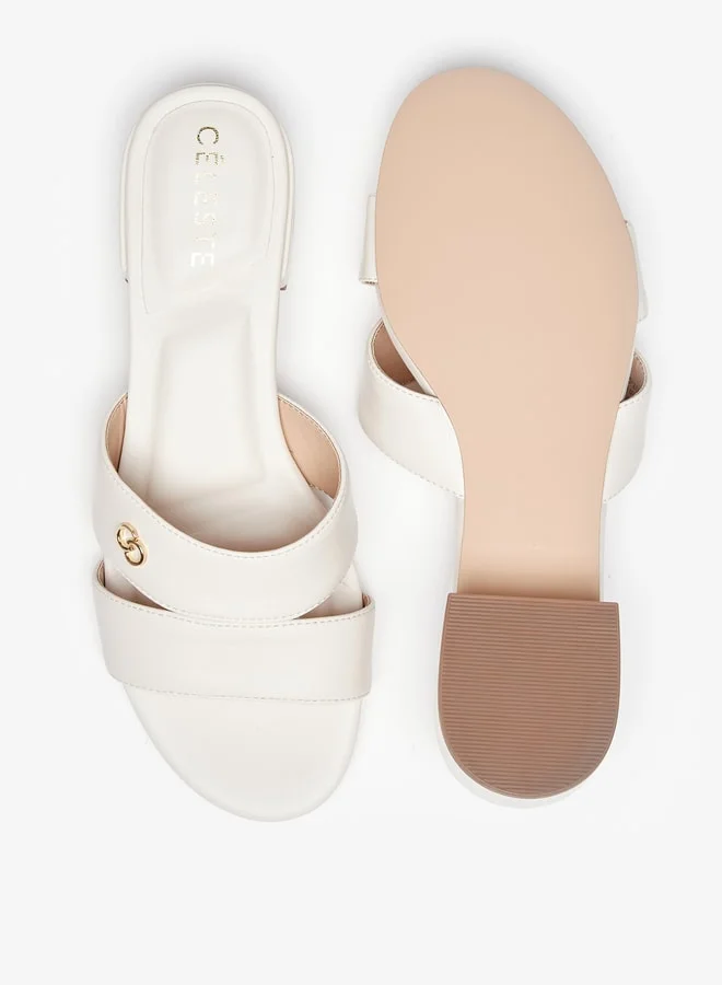 سيليست Women'S Solid Slip-On Sandals With Block Heels