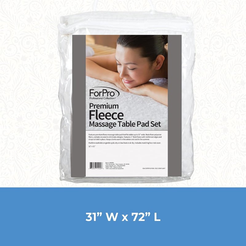 ForPro Professional Collection ForPro Premium Fleece Massage Pad Set, Extra Soft, Hypoallergenic, for Massage Tables, Includes Pad and Face Rest Cover, 31â€ W x 72â€ L - Image 2