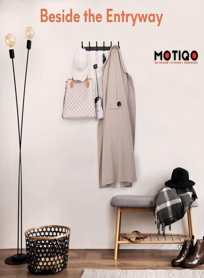 MOTIQO علاقة ملابس MOTIQO على شكل حرف S بستة دبابيس للجدار، علاقة خطافات للملابس، علاقات أبواب للملابس، قضيب خطافات لتعليق المفاتيح والملابس (أسود - مجموعة واحدة) - Image 5