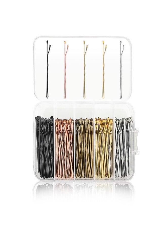Sanas Hair Pins For Hair Styling (250Pcs) Bobby Pins For Women Hair Pin Variety In Design & Finish Juda Pins For Hair Bun U Pins For Hair Stylish (5cm Long) (250Pcs) (Gold, Silver, Bronze, Black & Rose Gold) - Image 1