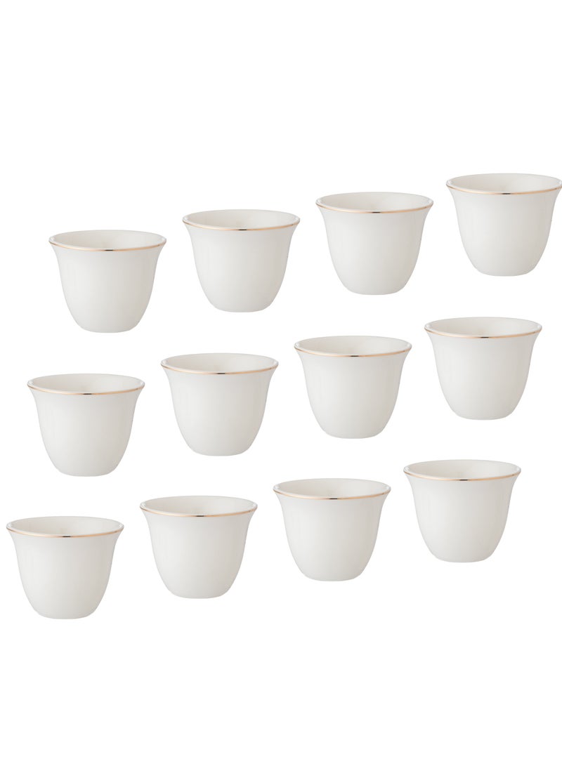 Dania A Set of Saudi Coffee Cups Made of Bright White Porcelain With A Golden Line Consisting of 12 Pieces - Image 2