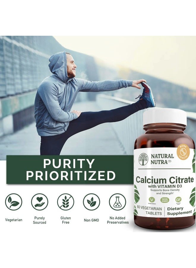 Natural Nutra Calcium Citrate with Vitamin D3, Supplement for Bone Strength, Promotes Muscle Movements, Boosts Heart Health, Strengthen Bone Density, Helps Regulate Body Fluids, 60 Tablets - Image 4