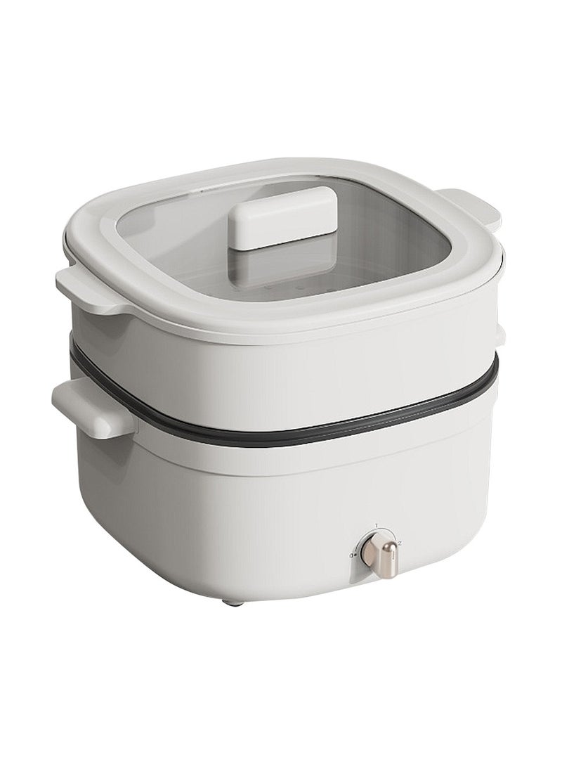 ET-LIFE Multi-Functional Electric Hot Pot, 5 Liters, for Fry/Boil/Suffocate/Stir-fry, 1350W Shabu Hot Pot Non-Stick Electric Cooker, SC-0615 White - Image 1