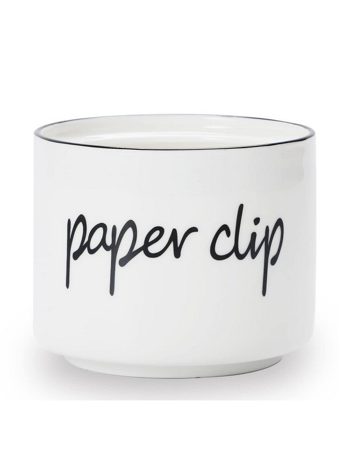 ONTUBE Farmhouse Paper Clip Holdersceramic Binder Clip Dispenser Organizer For Deskcute Office Push Pins Holder (White) - Image 2