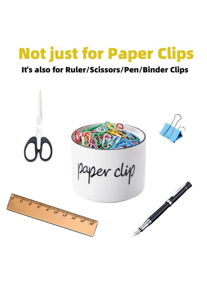 ONTUBE Farmhouse Paper Clip Holdersceramic Binder Clip Dispenser Organizer For Deskcute Office Push Pins Holder (White) - Image 4