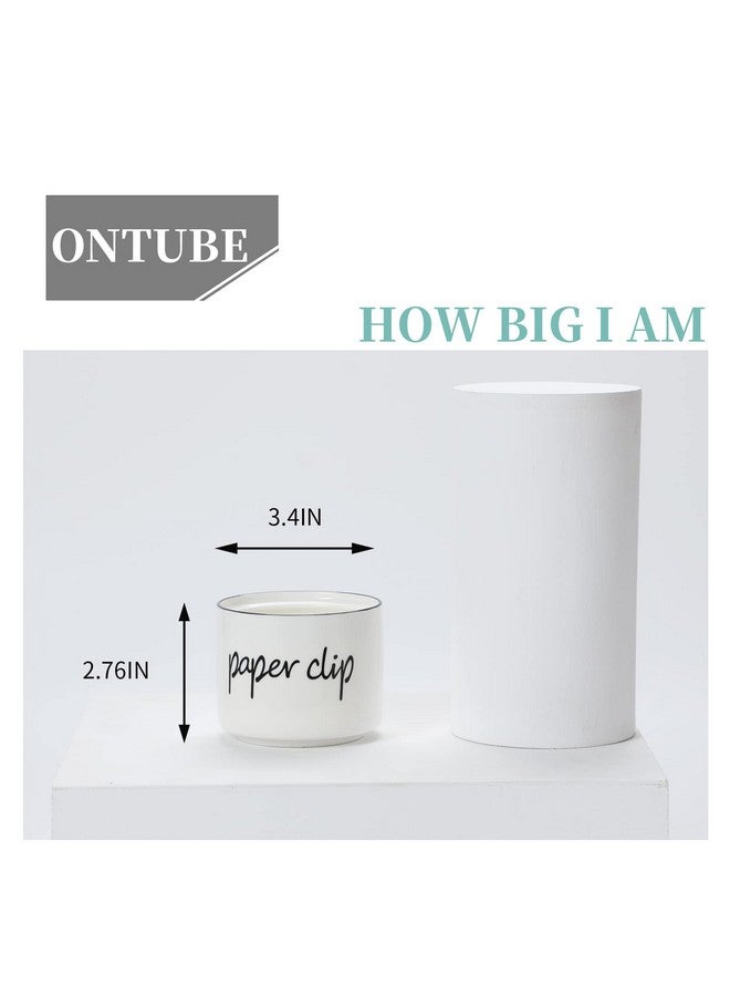 ONTUBE Farmhouse Paper Clip Holdersceramic Binder Clip Dispenser Organizer For Deskcute Office Push Pins Holder (White) - Image 5