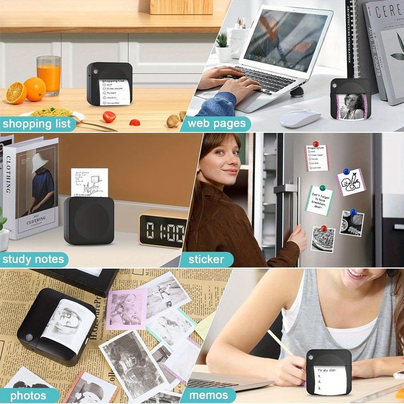 Portable Wireless Mini Printer Pink For Printing Photos Labels And Notes Perfect Holiday Gift - Image 3