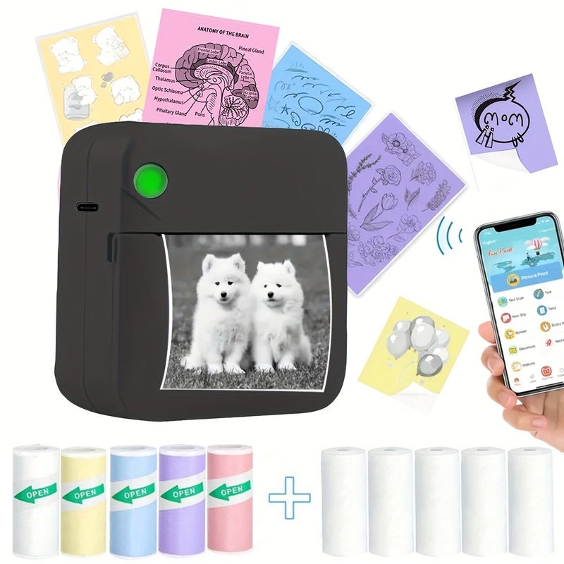 Portable Wireless Mini Printer Pink For Printing Photos Labels And Notes Perfect Holiday Gift - Image 4