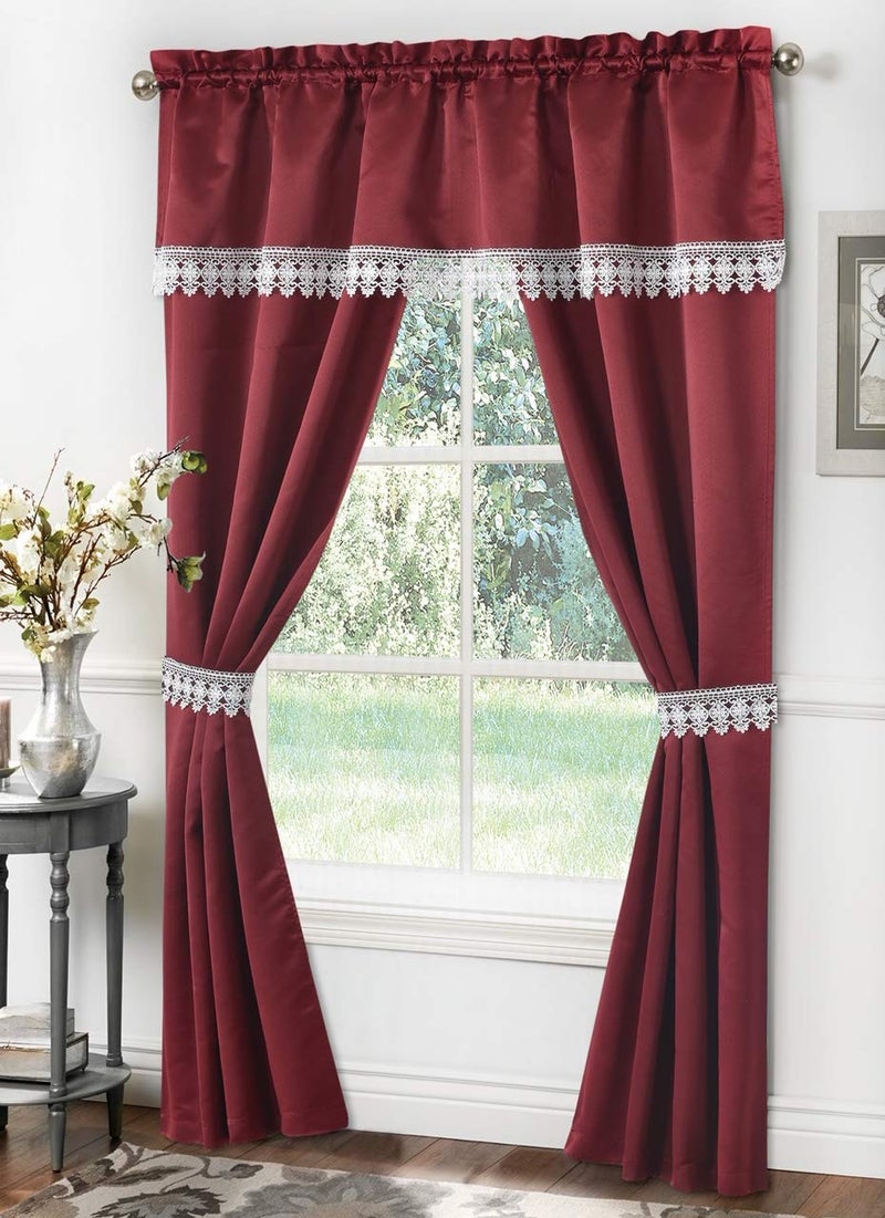 GoodGram Unique 5 Piece Window Curtain Set Assorted Colors Brick
