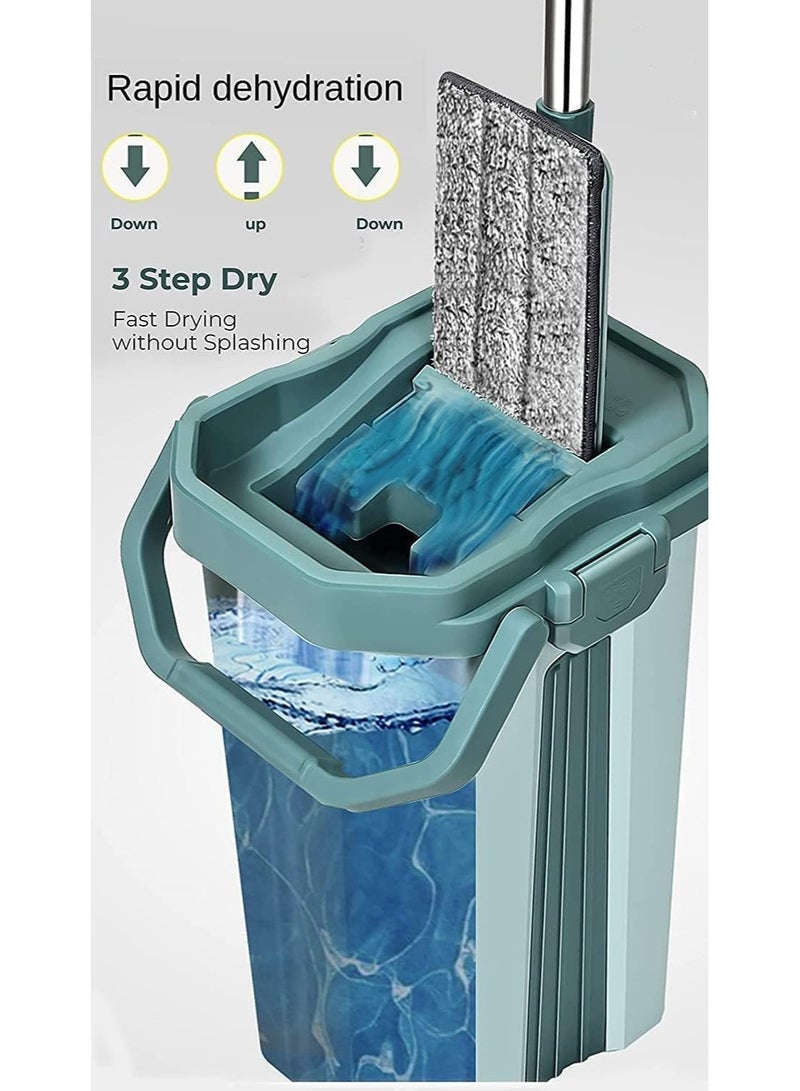 Generic Flat Floor Mop and Bucket Set with Self Wringing System – Multi-Color Cleaning Mop with Microfiber Pads and Long Handle - Image 4