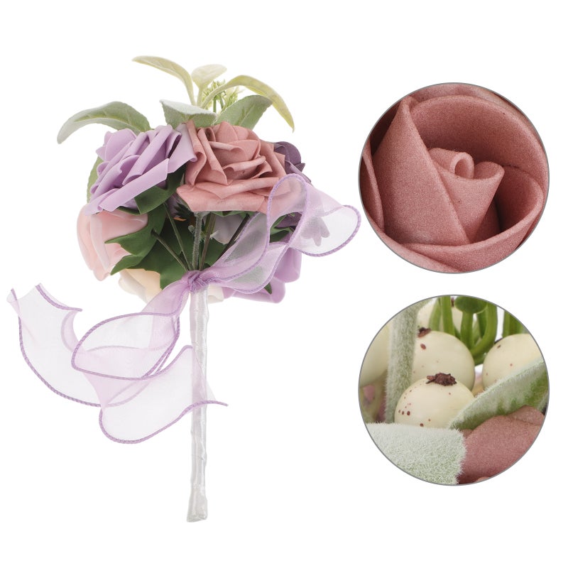 Wedding Bouquet for Bride Bridesmaid Bridal Bouquet Artificial Fake Roses Flowers for Wedding French Vintage Rustic Decoration - Image 1