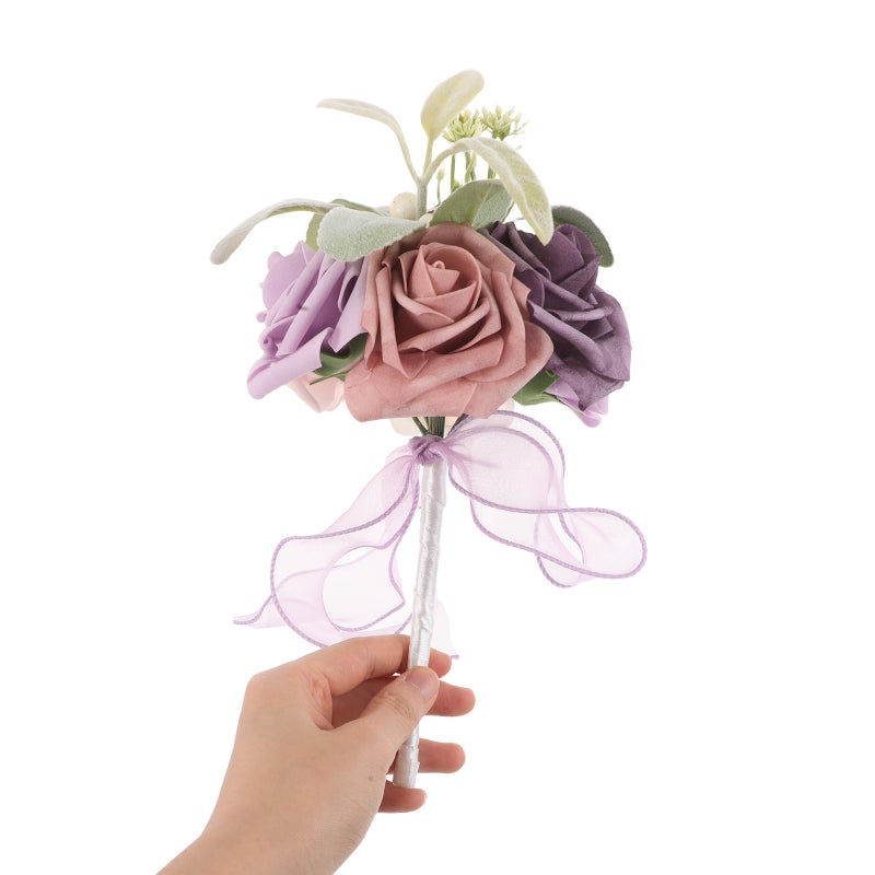 Wedding Bouquet for Bride Bridesmaid Bridal Bouquet Artificial Fake Roses Flowers for Wedding French Vintage Rustic Decoration - Image 5