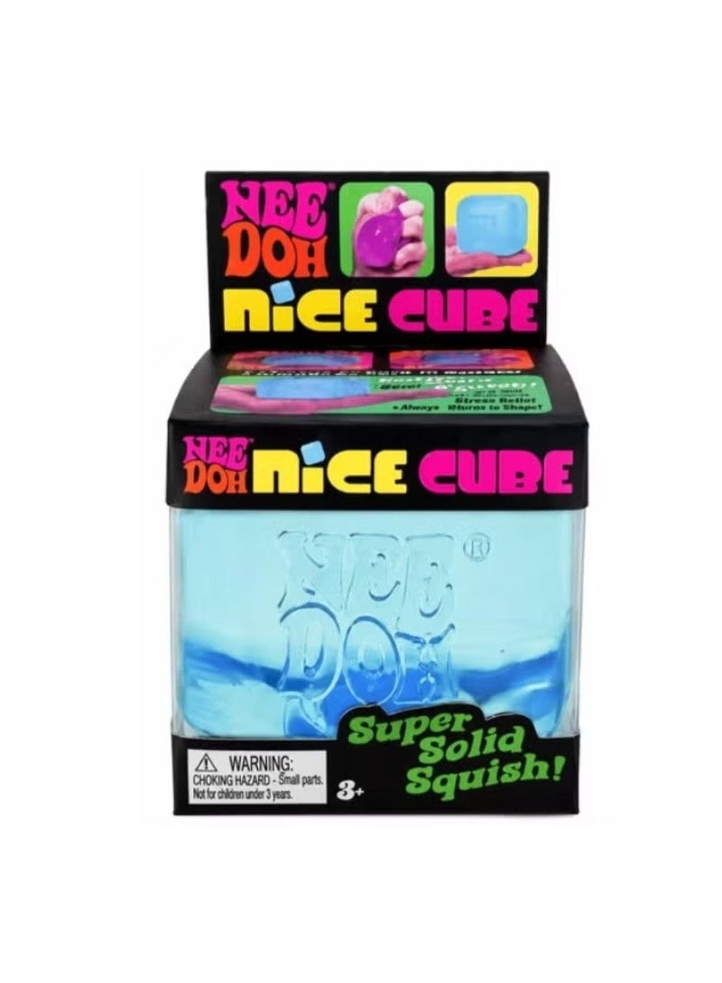 Nee doh Nice Cube, Satisfying Square Shaped Sensory (Blue Color) - Image 1