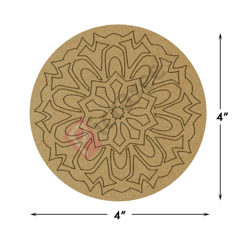 PICRAZEE DIY Engineered Pine MDF Pre-Marked 12 Round Plates (2 Designs 6 Plates Each) in 4 inch Diameter and 5.5 mm Thickness– Ideal for Art and Craft, Resin Art, Decoupage, and DIY Projects - Image 4