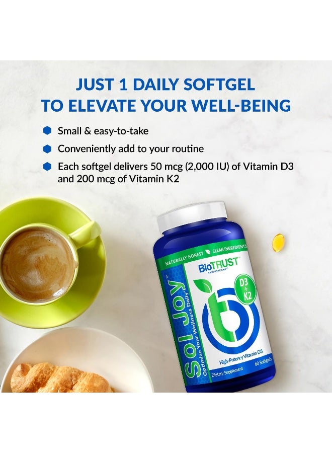 BioTrust Sol Joy Vitamin D3 & K2 Softgels for Wellness - Image 5