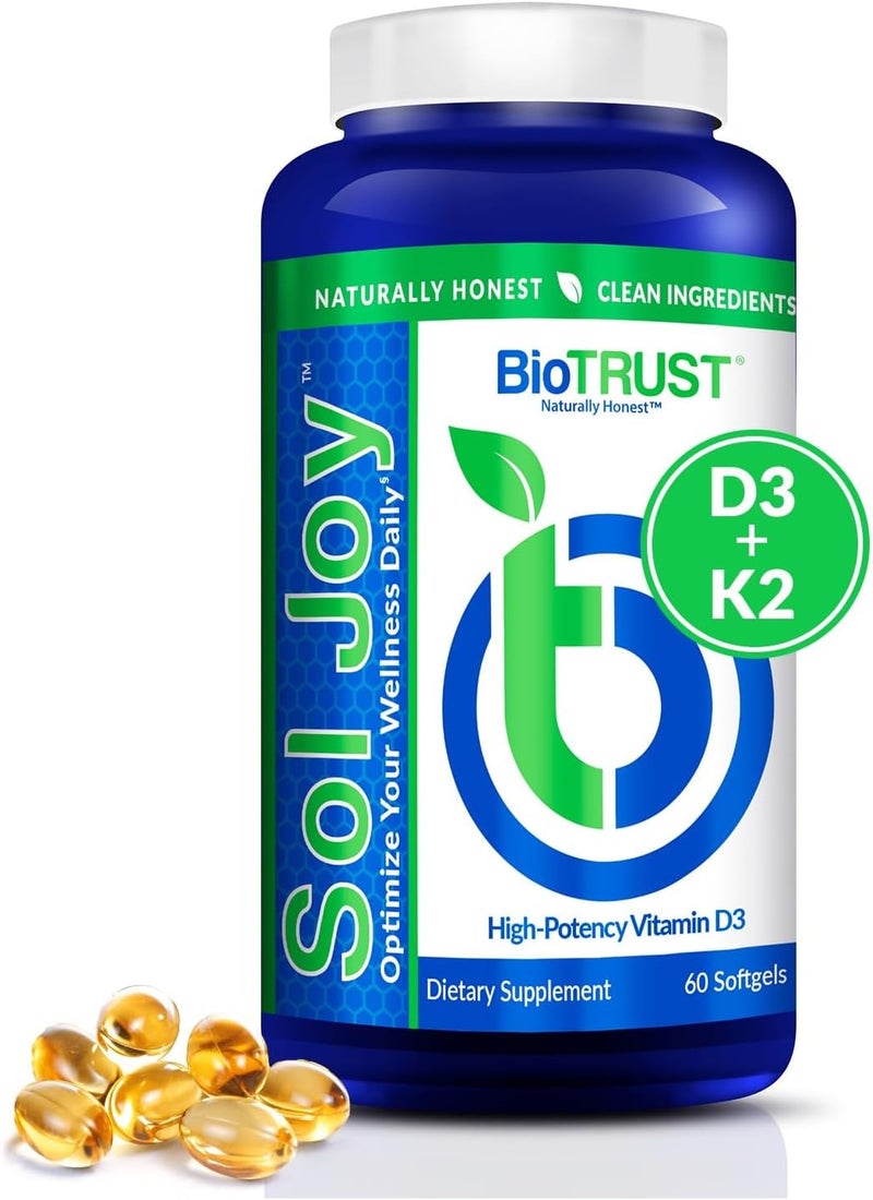 BioTrust Sol Joy Vitamin D3 & K2 Softgels for Wellness - Image 1