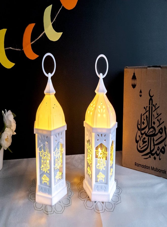 OLEEK فوانيس رمضان من أوليك (قطعتان - 8 بوصات) - زينة رمضانية للمنزل - هدايا رمضانية للأطفال - زينة رمضانية للطاولة والجدار والخارج وزينة العيد - Image 2
