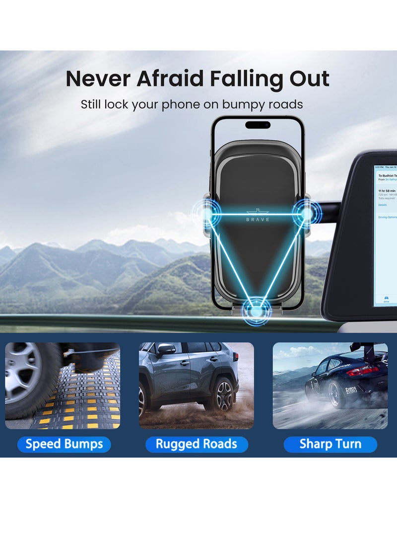 Brave Universal Phone Mount for Car, Hands-Free Car Phone Holder Mount, Automobile Cell Phone Holder 360° Rotatable for Dashboard/Center Console Fit for iPhone 15 Pro Max/ 15 Plus and All Smartphones - Image 5