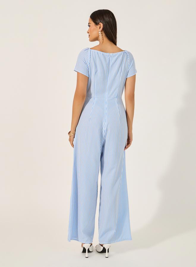 Styli Printed Striped Wide Leg Jumpsuit - Image 5