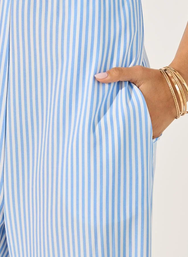 Styli Styli Printed Striped Wide Leg Jumpsuit