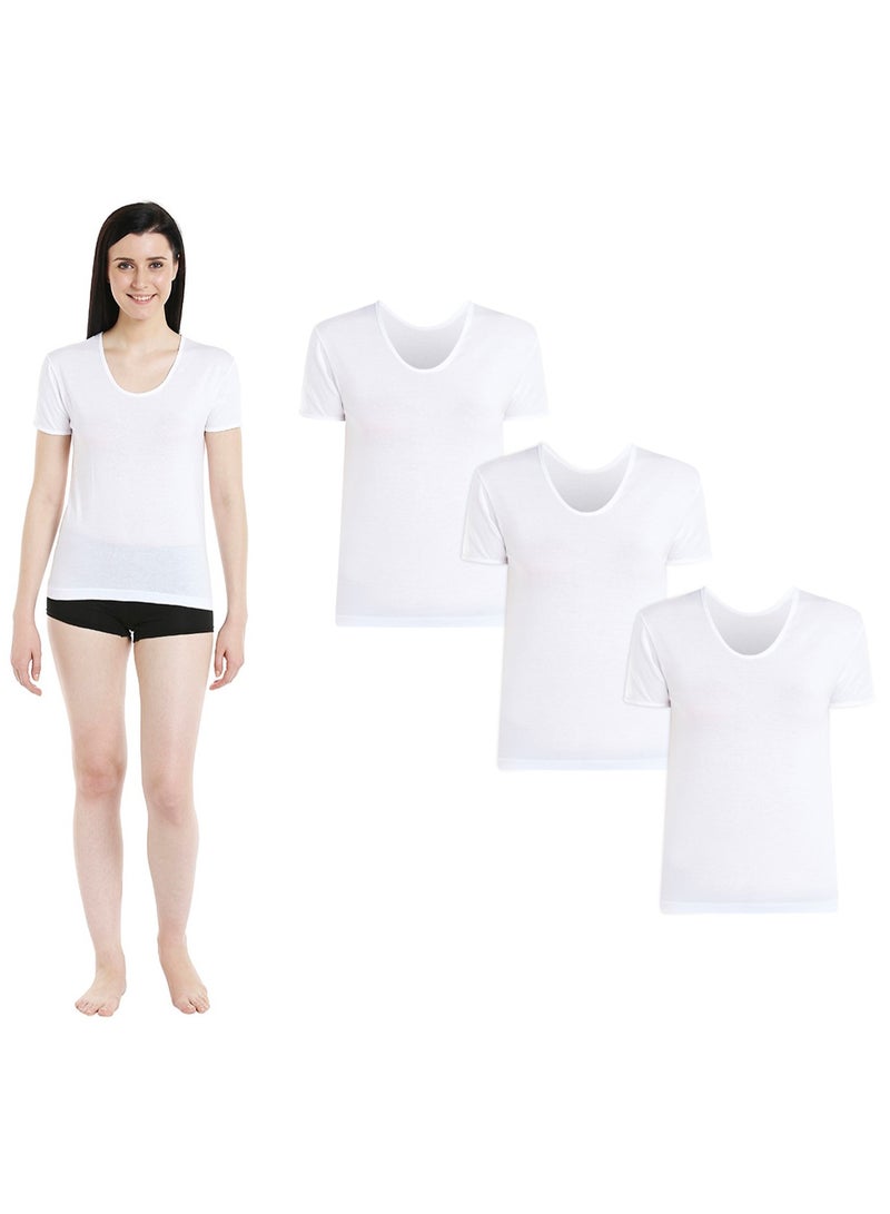 BYC WOMEN'S COTTON UNDERSHIRT (PACK OF 3) - WHITE  - Image 1