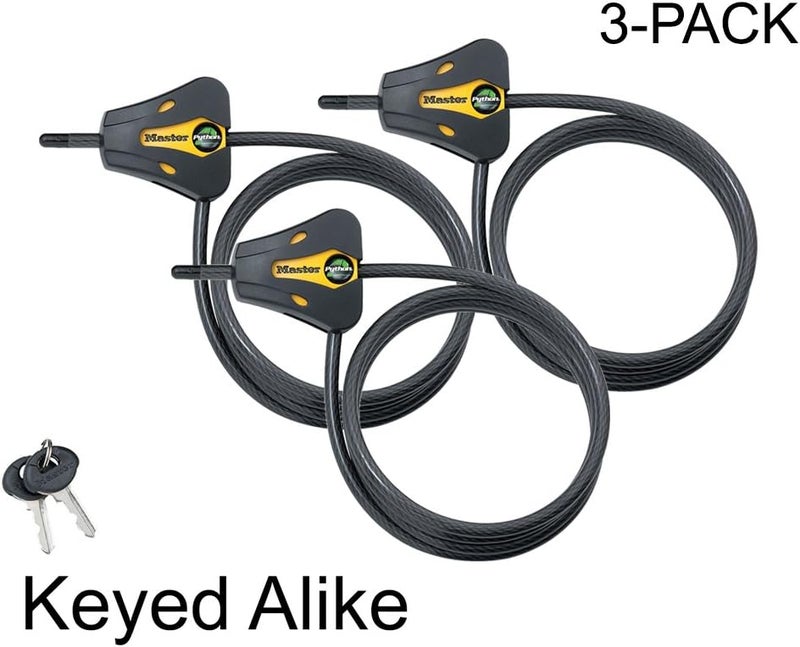 MasterLock - Keyed Alike Trail Camera Python Adjustable Cable Locks w/6 Keys, 8419KA-3 - Image 2