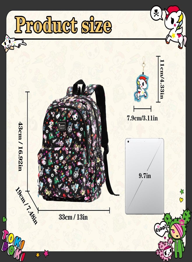 Tokidoki حقيبة ظهر توكيدوكي يونيكورنوا حقيبة سفر لطيفة لحاسوب محمول للنساء حقيبة عادية خفيفة الوزن من قماش القنب حقيبة نهارية حقيبة يد (حقيبة ظهر-باك cs) - Image 2
