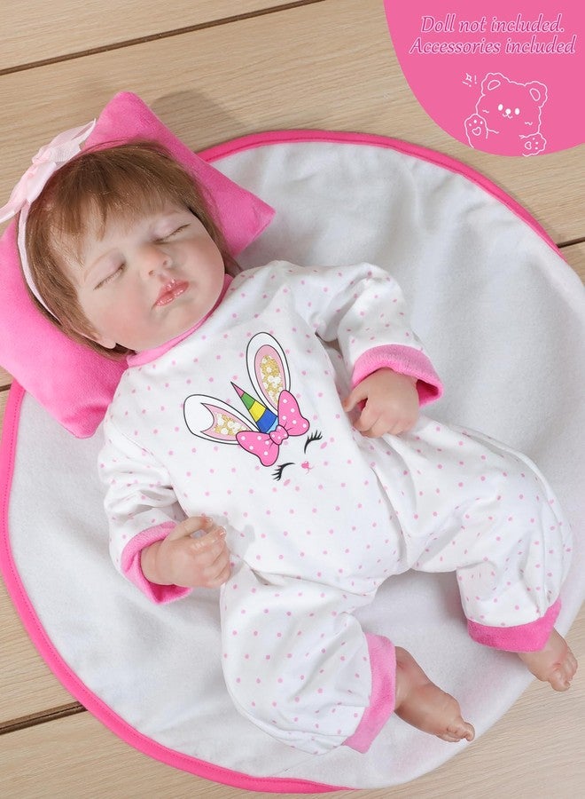 Cloveray مجموعة كلوفراي المكونة من 9 قطع من إكسسوارات دمى الأطفال، ملابس دمى الأطفال حديثي الولادة مع سرير أطفال لدمى الأطفال الواقعية مقاس 17-22 بوصة، طقم ملابس للعب التخيلي - Image 2