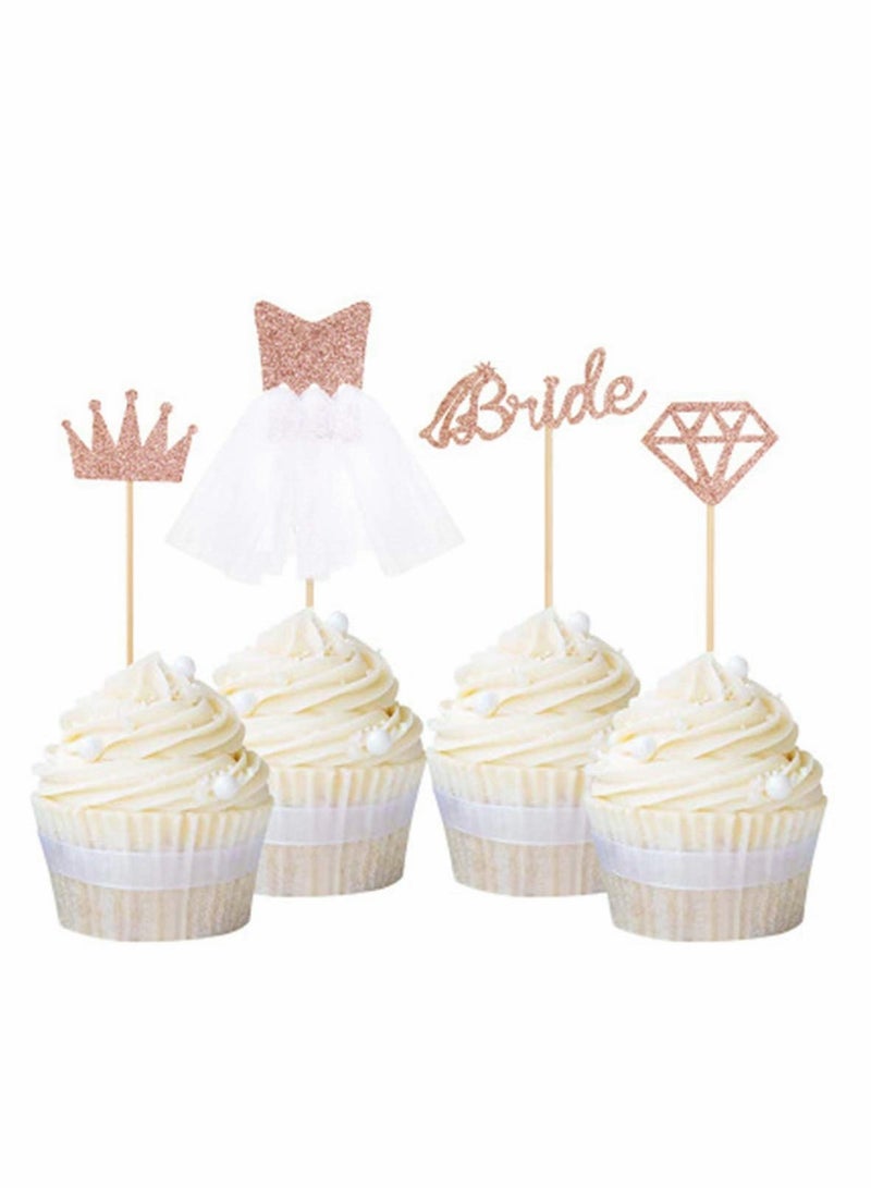 12pcs Rose Gold Diamond Ring Wedding Crown Cupcake Toppers bride to be Cake Topper for Wedding Bridal Shower Birthday Party Decor  - Image 2