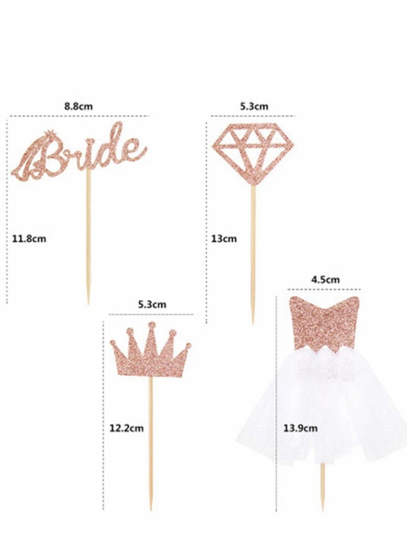 12pcs Rose Gold Diamond Ring Wedding Crown Cupcake Toppers bride to be Cake Topper for Wedding Bridal Shower Birthday Party Decor  - Image 3