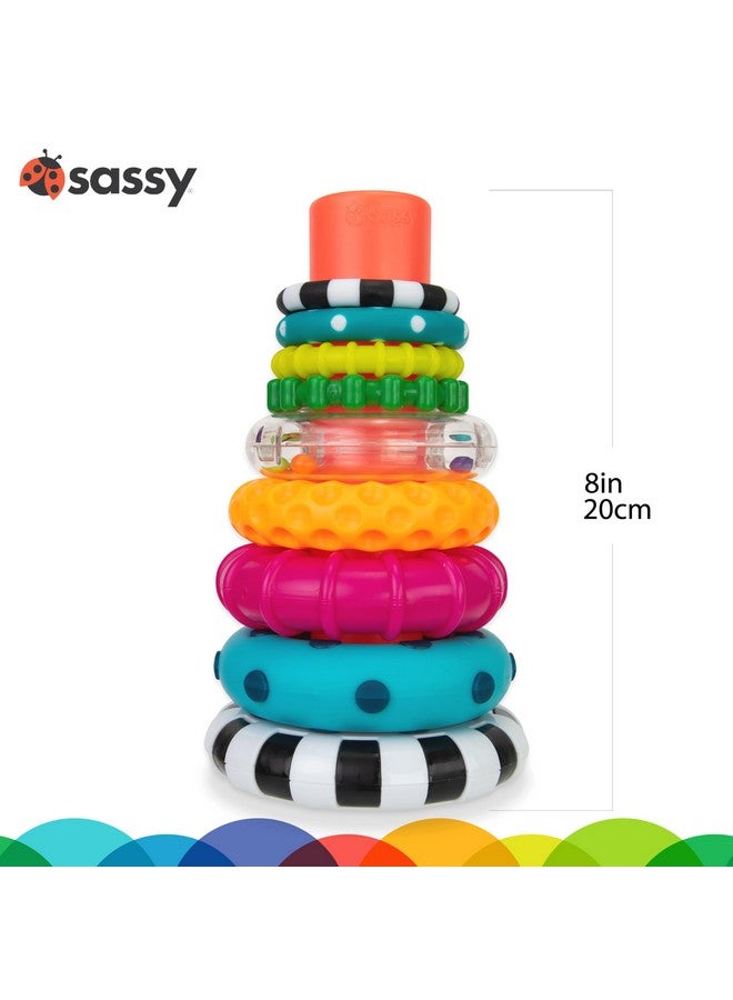 Sassy Stacks Of Circles Stacking Ring Stem Learning Toy, Age 6+ Months, Multi, 9 Piece Set - Image 3
