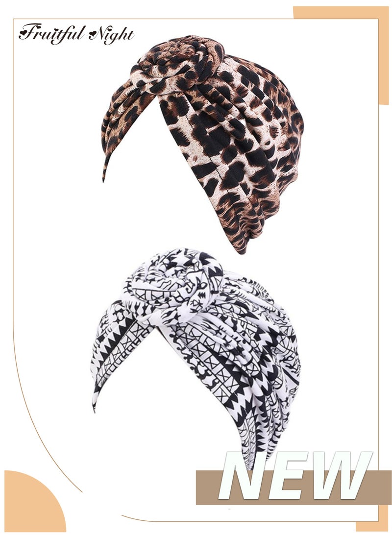 Fruitful Night - African Knot Hijab Soft Pre-2 pcs Tied Pom Pom Wrap for Women Hair Wrap - Image 1