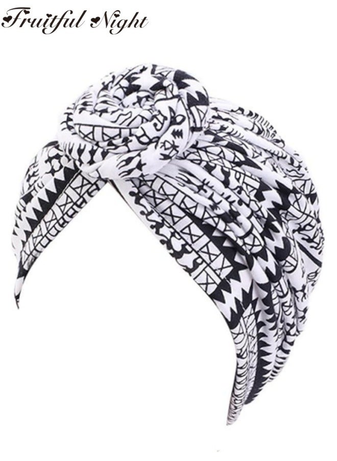 Fruitful Night - African Knot Hijab Soft Pre-2 pcs Tied Pom Pom Wrap for Women Hair Wrap - Image 1